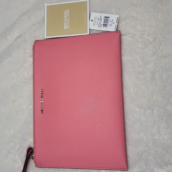 Michael Kors Pink Saffiano Leather Wristlet - Picture 7 of 9